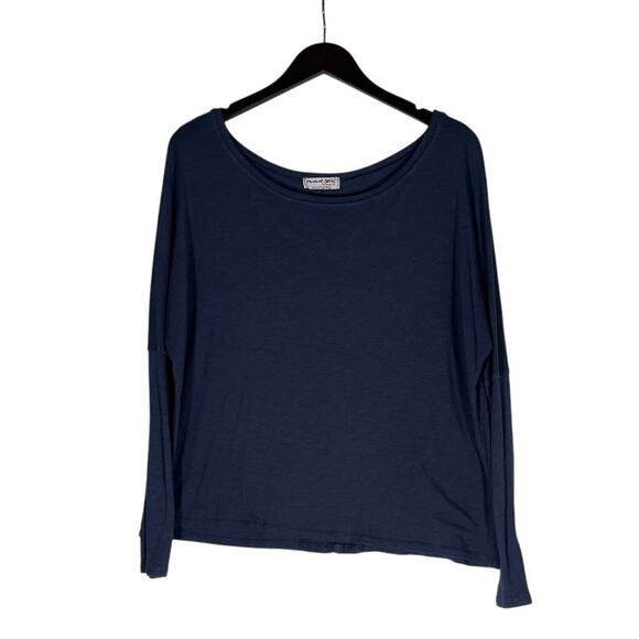 Michael Stars T-shirt Women OS Blue LS Round Neck Oversized Casual Versatile - Picture 1 of 2